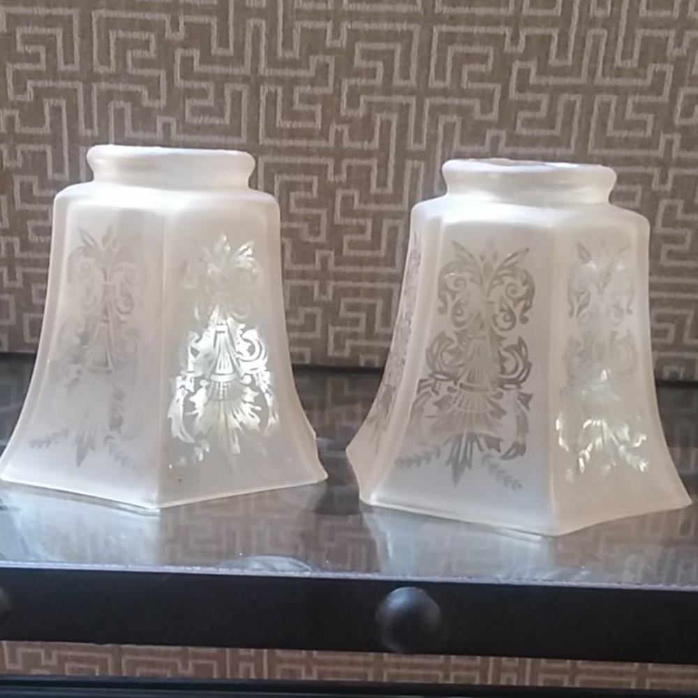 Pair of Beautiful Antique Etched Sconces